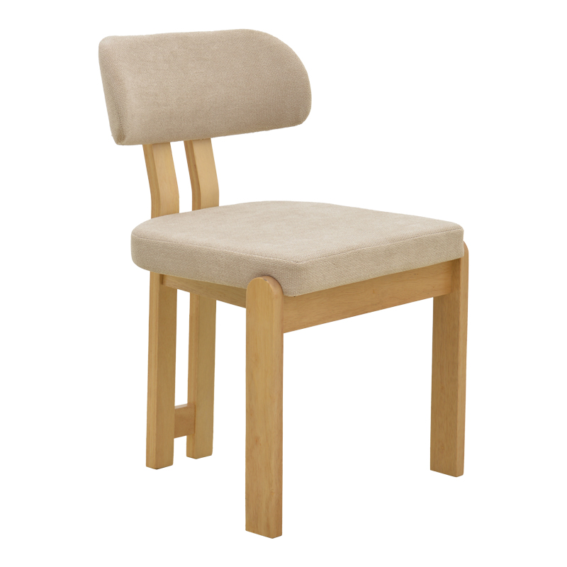Karrige Genoa pakoworld SONOMA rubberwood dhe pëlhurë bezhë 50x43x82cm