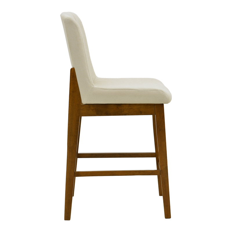 Stol bari Dalby pakoworld arrë rubberwood dhe pëlhurë ecru 50x45x102.5cm