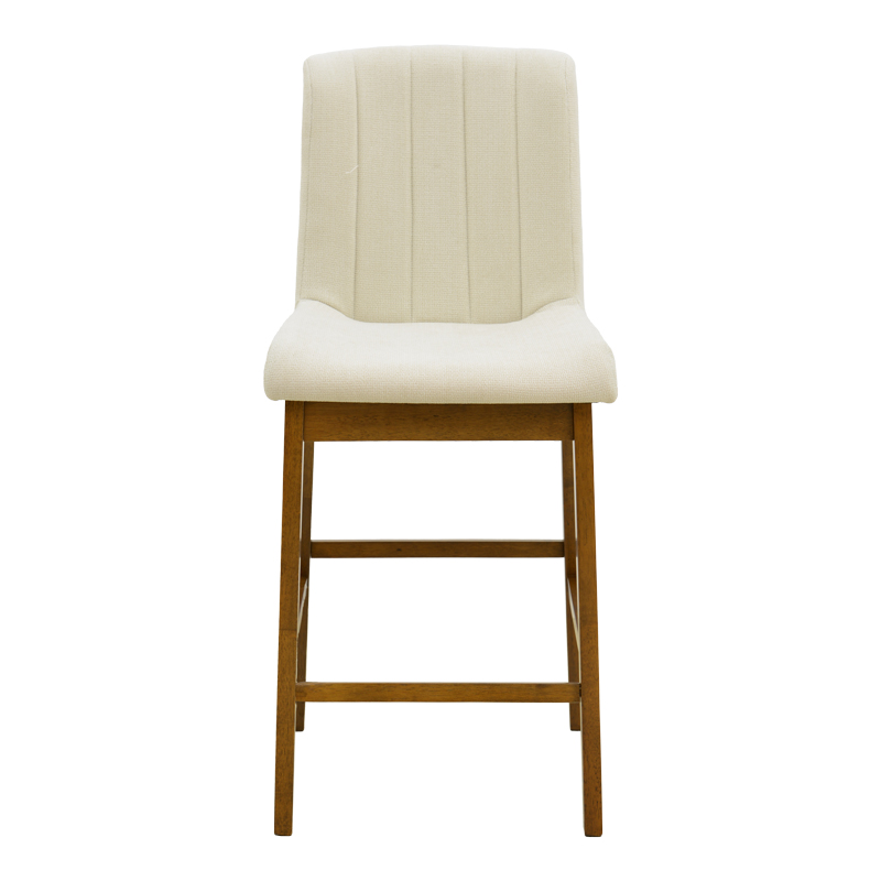 Stol bari Dalby pakoworld arrë rubberwood dhe pëlhurë ecru 50x45x102.5cm