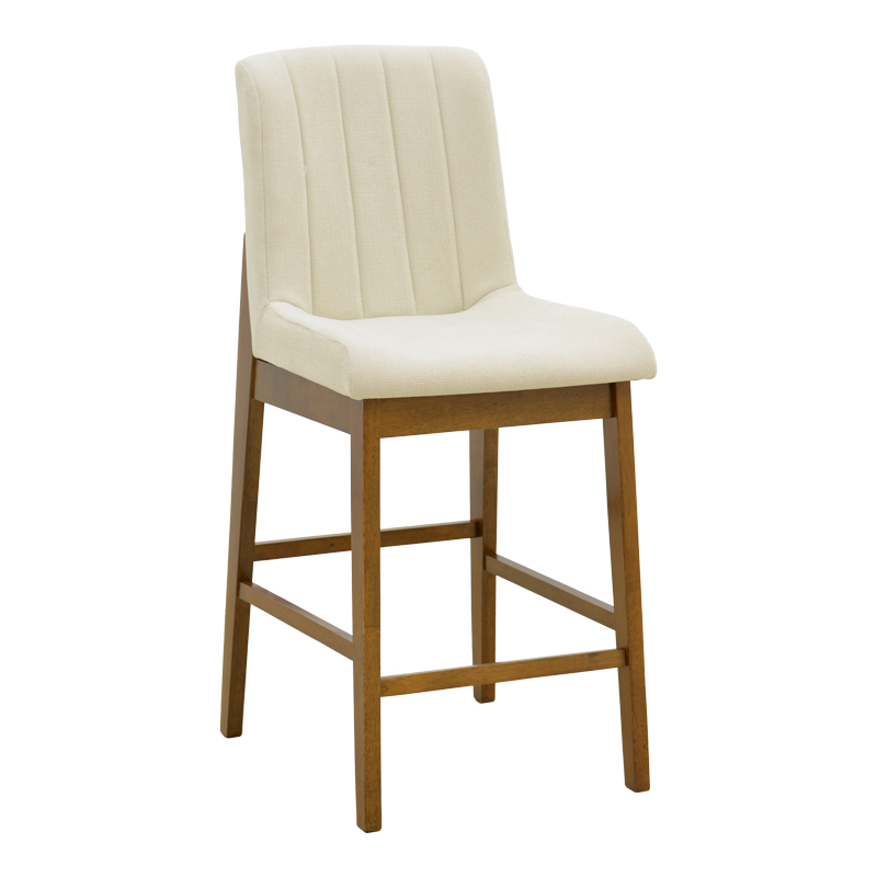 Stol bari Dalby pakoworld arrë rubberwood dhe pëlhurë ecru 50x45x102.5cm