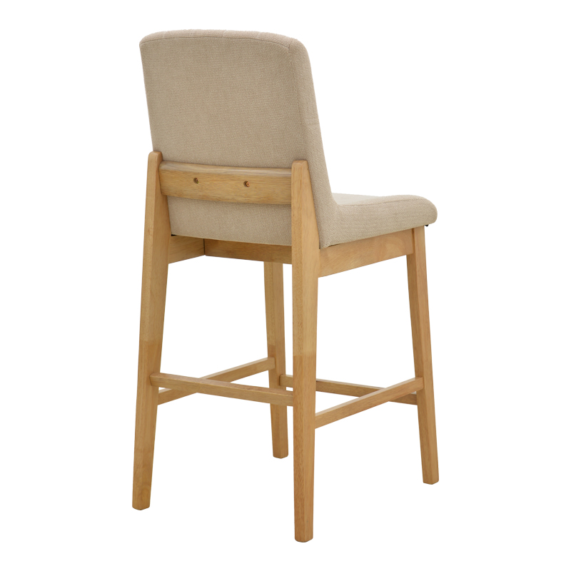 Stol bari Dalby pakoworld SONOMA rubberwood dhe pëlhurë bezhë 50x45x102.5cm