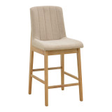 Stol bari Dalby pakoworld SONOMA rubberwood dhe pëlhurë bezhë 50x45x102.5cm