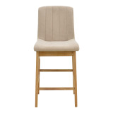Stol bari Dalby pakoworld SONOMA rubberwood dhe pëlhurë bezhë 50x45x102.5cm