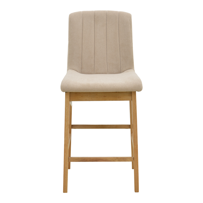 Stol bari Dalby pakoworld SONOMA rubberwood dhe pëlhurë bezhë 50x45x102.5cm