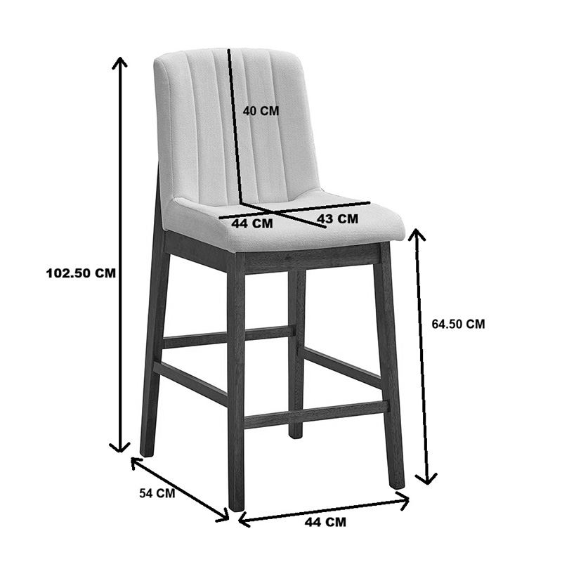 Stol bari Dalby pakoworld SONOMA rubberwood dhe pëlhurë bezhë 50x45x102.5cm