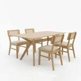 Set ngrënieje Raffles pakoworld 5 copë dru gome me rregullim PE në ngjyrë natyrale 150x90x76cm