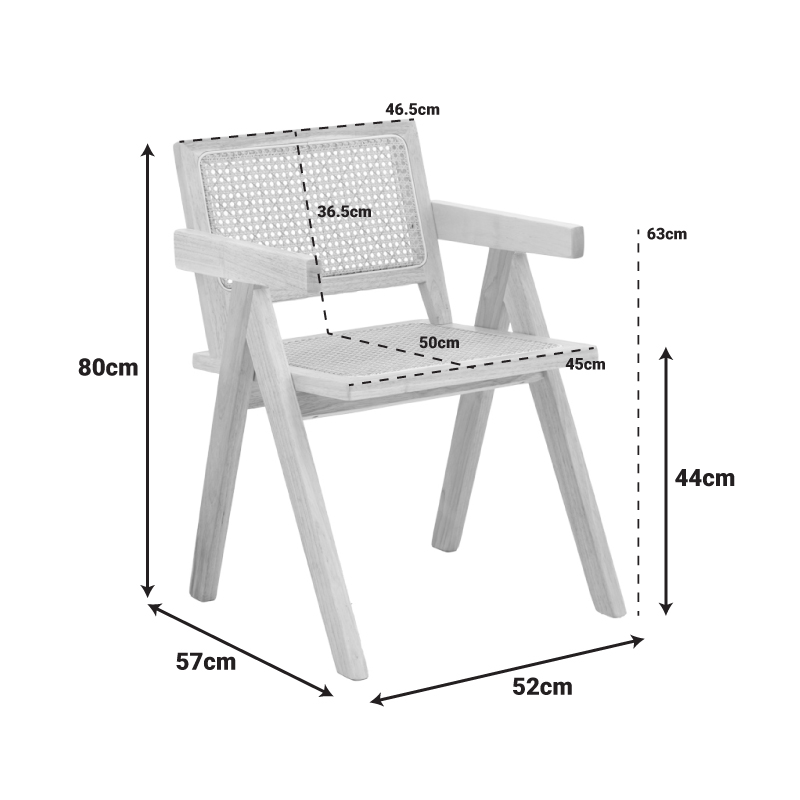 Fotel Winslow pakoworld dru gome-rattan në nuancë natyrale 51x54x80cm