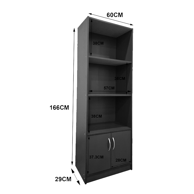 Bibliotekë Tekaro pakoworld në nuancë antraciti 60x29x166cm