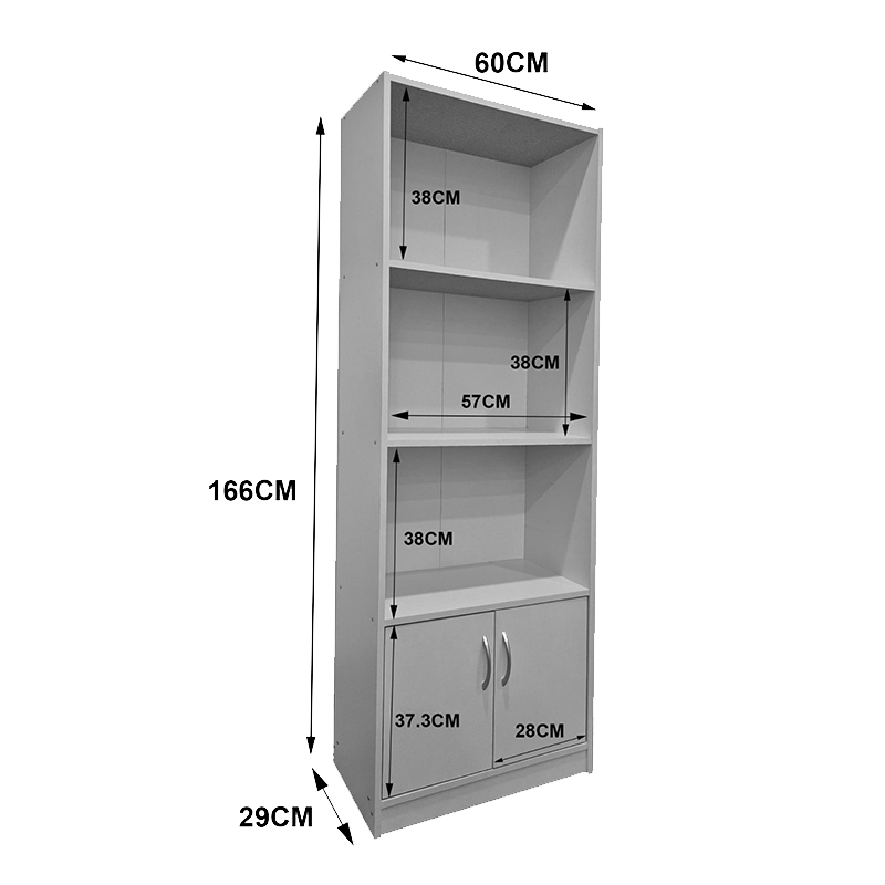 Bibliotekë Tekaro pakoworld në nuancë të bardhë 60x29x166cm