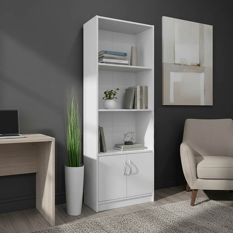 Bibliotekë Tekaro pakoworld në nuancë të bardhë 60x29x166cm