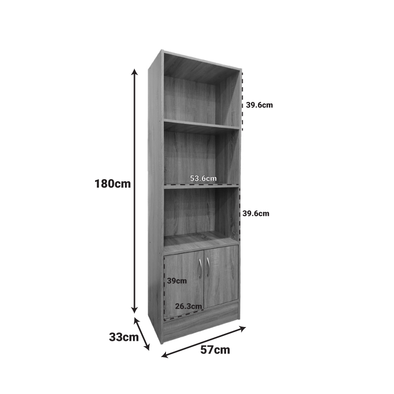 Bibliotekë Tekaro pakoworld në nuancë antraciti 57x33x180cm