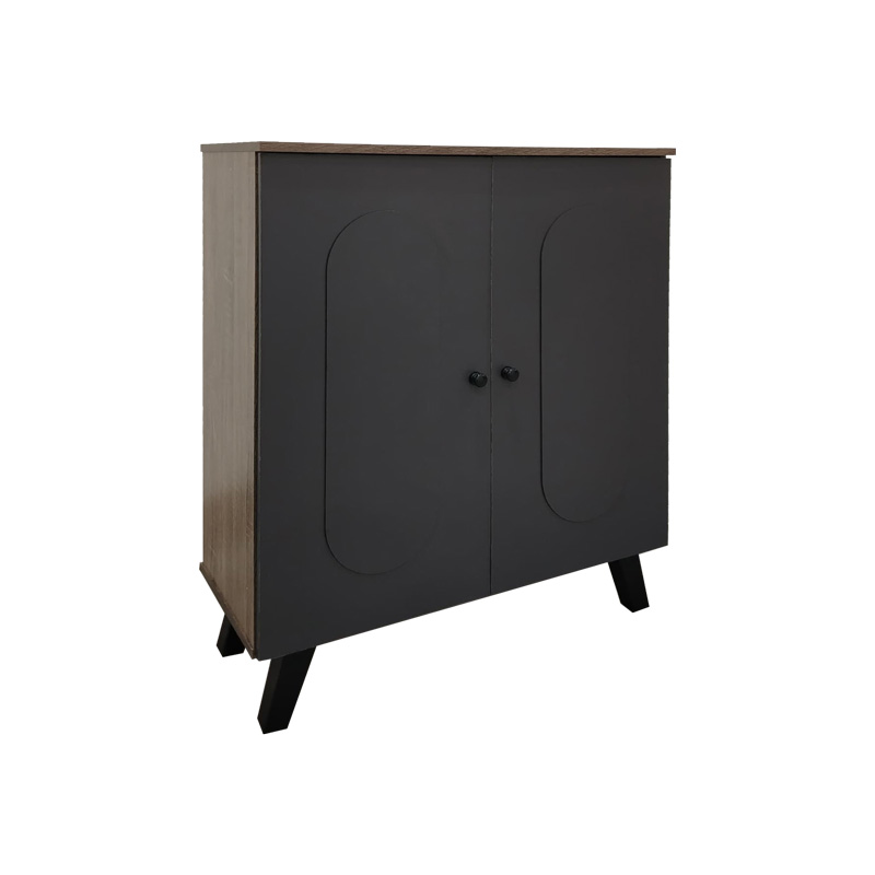 Raft këpucësh-kabinet Cathi pakoworld në nuancë lisi-antracit 80x34x95cm