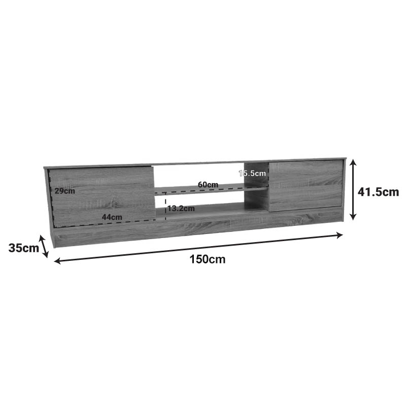 Komodinë TV Sasa pakoworld në nuancë lisi-antracit 150x35x41.5cm