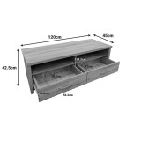 Kabinet TV Podizor pakoworld në nuancë sonoma 120x45x42.5cm