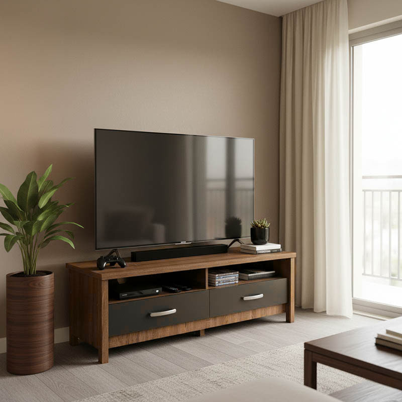 Dollap TV Podizor pakoworld në nuancë lisi-antracit 120x45x42.5cm