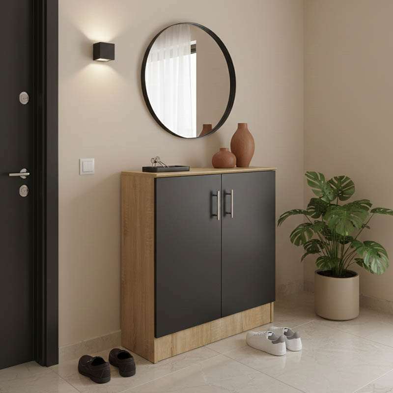 Dollap këpucësh për 6 palë këpucë Souken pakoworld në ngjyrë sonoma-gri të errët 60x40x80cm