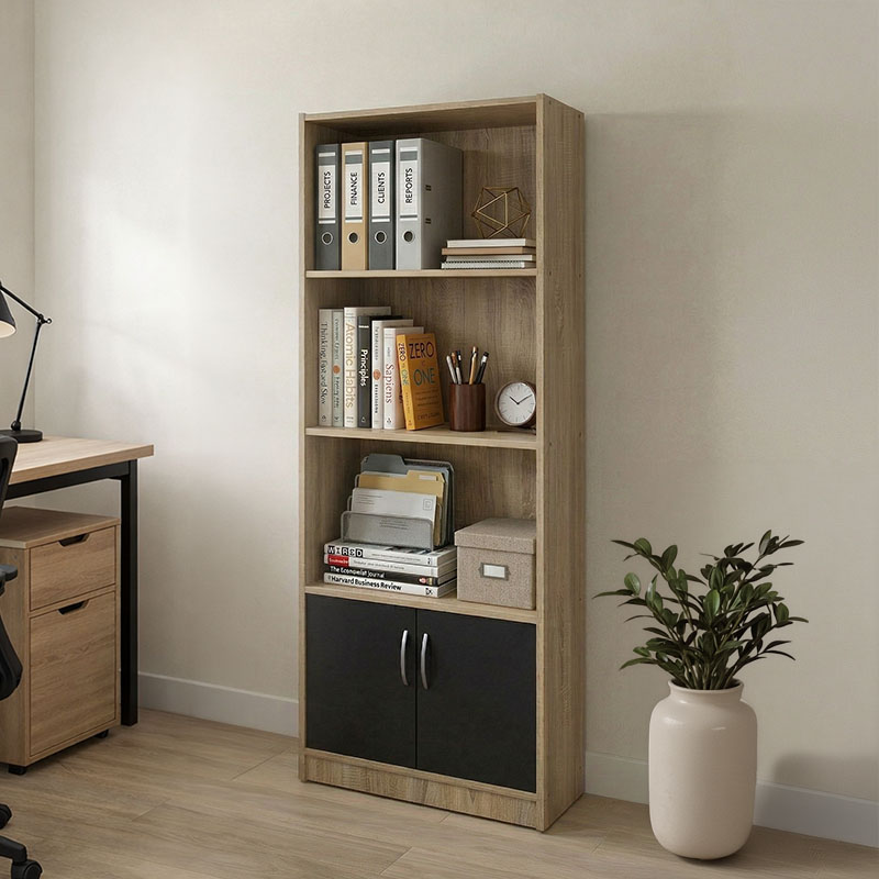 Bibliotekë Tekaro pakoworld sonoma-antracit 60x29x166cm