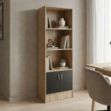 Bibliotekë Tekaro pakoworld sonoma-antracit 57x33x180cm