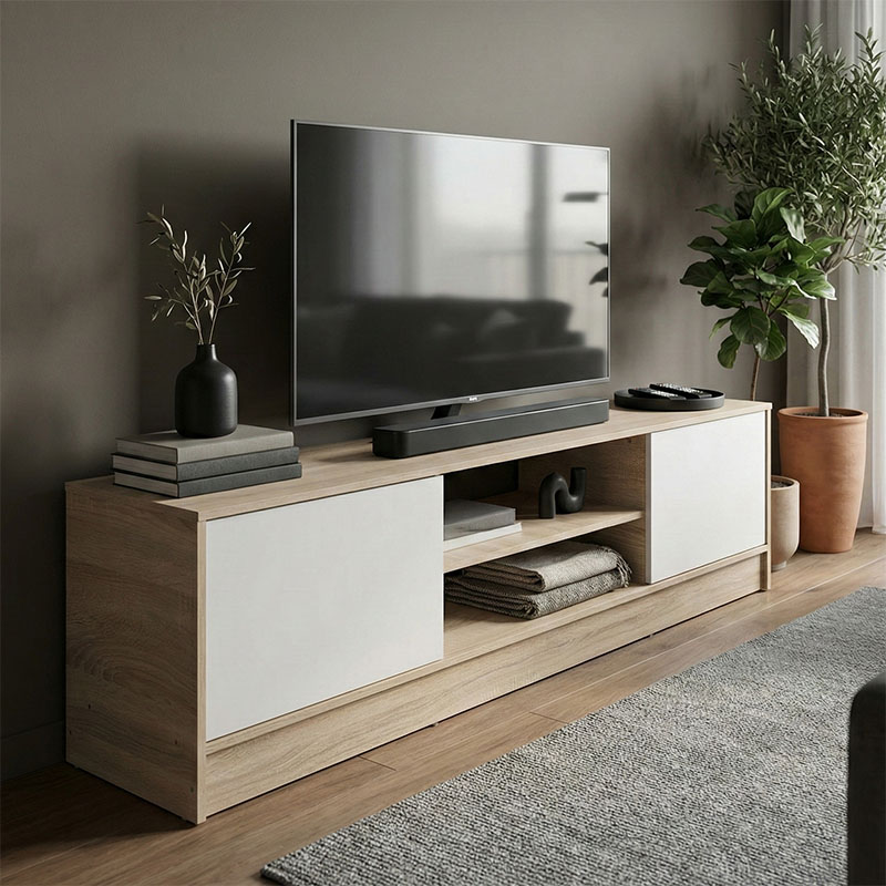 Kabinet TV Sasa pakoworld SONOMA-e bardhë 150x35x41.5cm