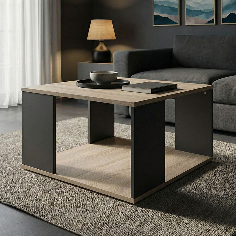 Tavolinë kafeje Zelegan pakoworld sonoma-antracit 60x60x39cm