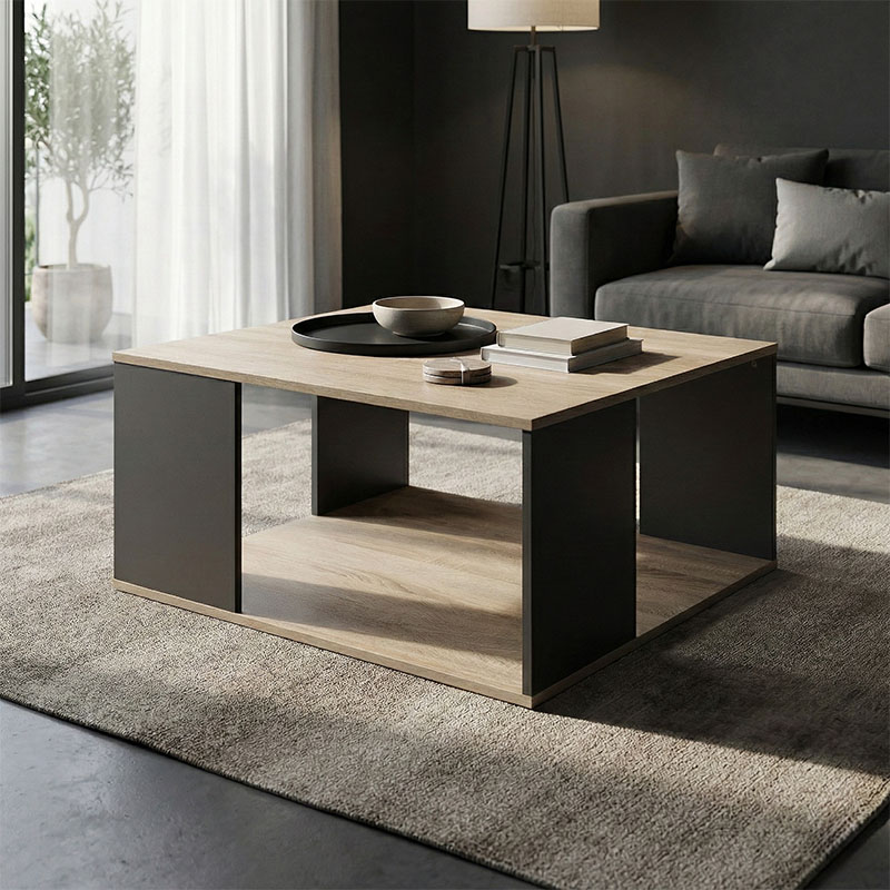 Tavolinë kafeje Zelegan pakoworld sonoma-antracit 90x60x44.5cm