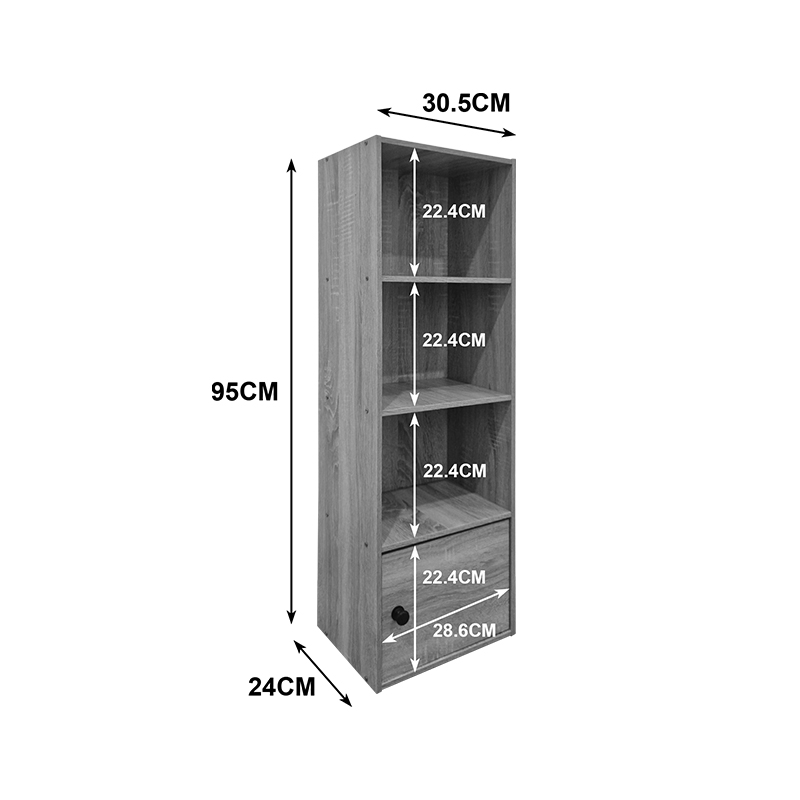 Bibliotekë kolone Lenobia pakoworld me dollap sonoma 30.5x24x95cm
