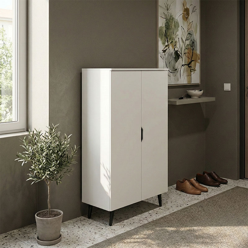 Kabinet këpucësh Oufelia pakoworld i bardhë 60x32.5x134.5cm