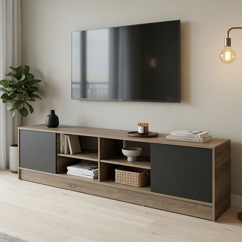 Komodinë TV Tivia pakoworld sonoma-antracit 180x35x41.5cm
