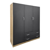 Dollap me tre dyer me 2 sirtarë Alvia pakoworld sonoma-antracit 150x51x180cm