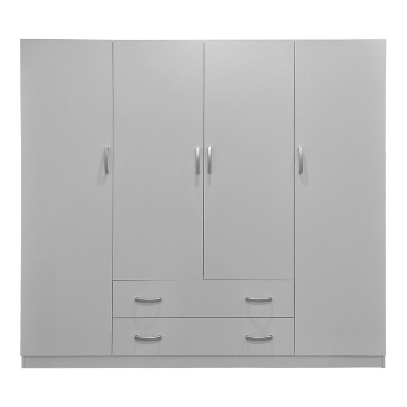 Dollap me katër dyer me 2 sirtarë Alvia pakoworld i bardhë 200x51x180cm