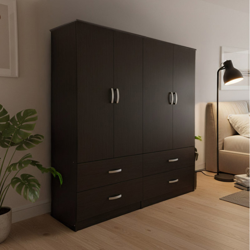 Dollap katër-kanatësh me sirtarë Athos pakoworld wenge 160x42x180cm