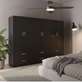 Dollap me gjashtë dyer me sirtarë Athos pakoworld wenge 240x42x180cm