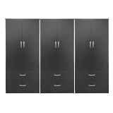 Dollap me gjashtë dyer me sirtarë Athos pakoworld wenge 240x42x180cm