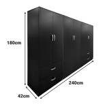 Dollap Athos pakoworld WENGE me gjashtë dyer 240x42x180cm