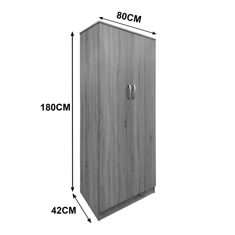 Dollap me gjashtë dyer Athos II pakoworld sonoma-antracit 240x42x180cm