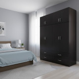 Dollap me katër dyer me sirtarë dhe papafingo Athos pakoworld WENGE 160x42x240cm