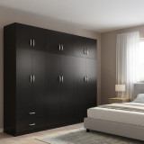 Dollap me gjashtë dyer me loft Athos I pakoworld wenge 240x42x240cm