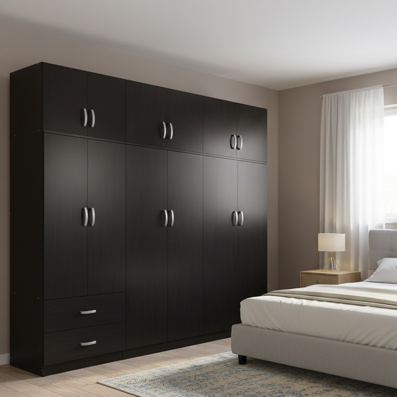 Dollap me gjashtë dyer me loft Athos I pakoworld wenge 240x42x240cm