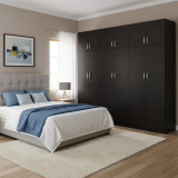 Dollap me gjashtë dyer me loft Athos II pakoworld wenge 240x42x240cm