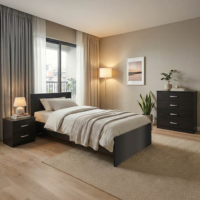 Set dhome gjumi Athos Wenge me krevat 90x190cm Set prej 3 copësh