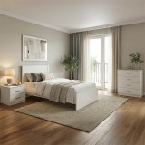 Set dhome gjumi Athos e bardhë me krevat 90x190cm Set prej 3 copësh