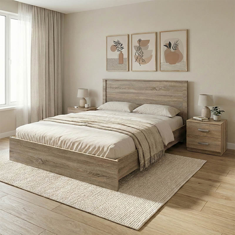 Set dhome gjumi Athos Sonoma me krevat 140x200cm Set me 3 copë