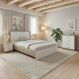 Set dhome gjumi Athos Sonoma e bardhë me krevat 140x200cm set me 4 copë