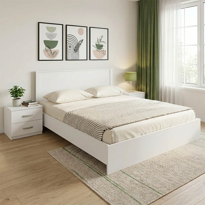 Set dhome gjumi Athos i bardhë me krevat 160x200cm Set me 3 copë