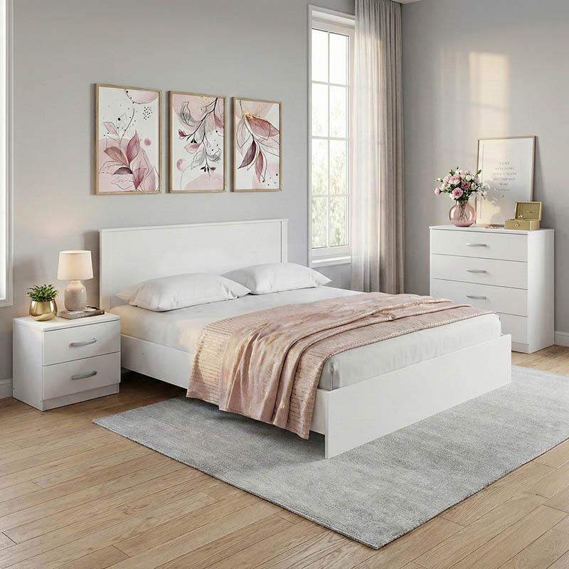 Set dhome gjumi Athos i bardhë me krevat 160x200cm Set me 4 copë