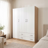 Dollap me tre dyer me 2 sirtarë Alvia pakoworld i bardhë me sonoma 150x51x180cm