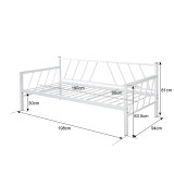 Krevat-Divan Remmie pakoworld metal në të bardhë 90x190cm