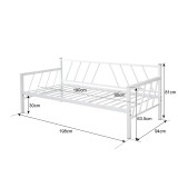 Krevat-Divan Remmie pakoworld metal në të zezë 90x190cm