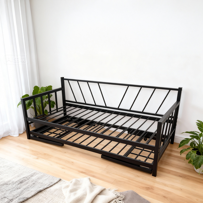 Krevat-Divan Remmie pakoworld metal në të zezë 90x190cm