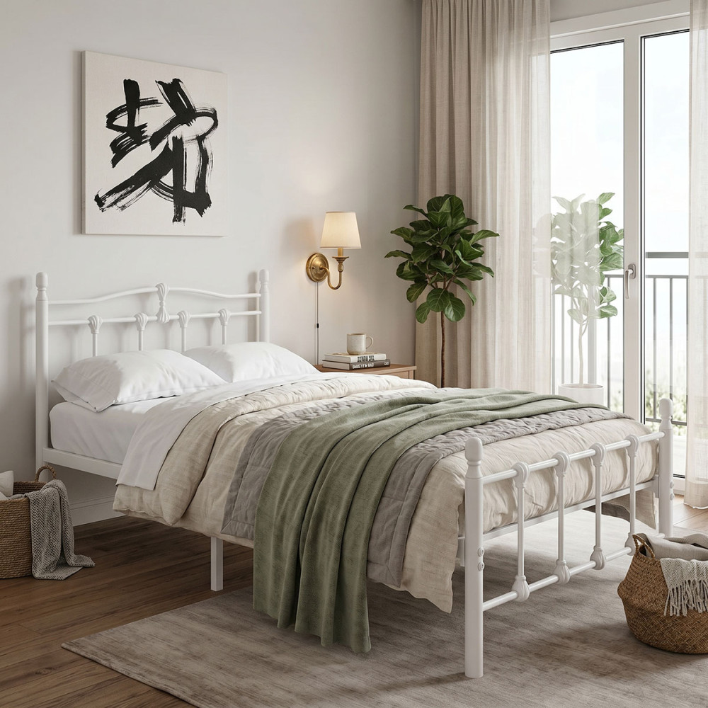 Krevat metalik Wotso pakoworld i bardhë 90x190cm